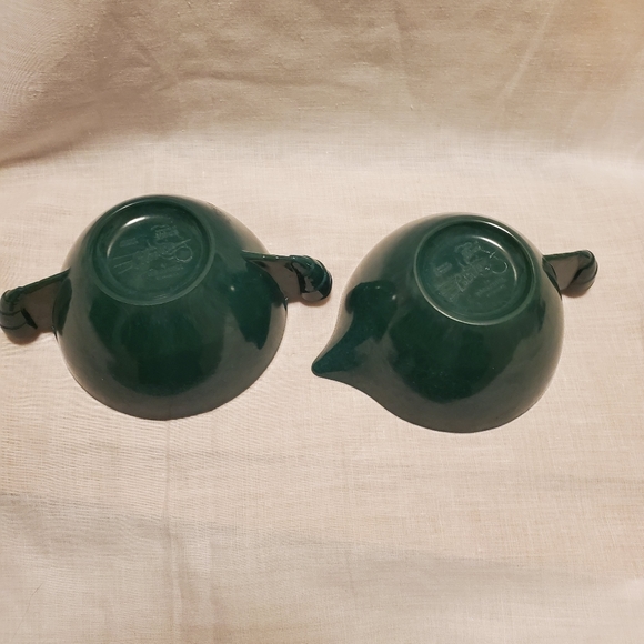 Color-Flyte Mid Century Moderne Creamer + Sugar Branchelle Dk Green - Picture 6 of 9